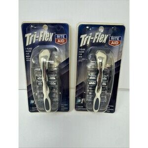 LOT 2 Tri-Flex Rite Aid 3 Blade Razor for Men 1 Razor 2 Cartridges NEW  NOS